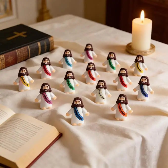 Mini Jesus Figurines | Hand-Painted Religious Figures | Bulk Baptism Gifts