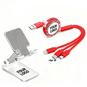 Custom 3-in-1 Charging Cable Electronic Gift Set - Personalized Logo