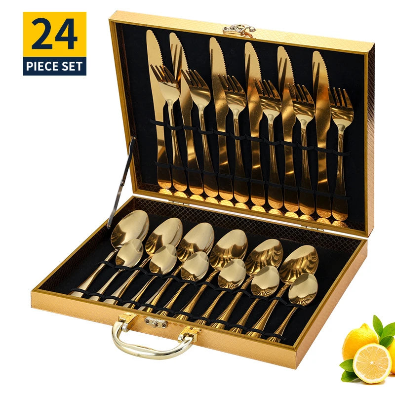 24-Piece Stainless Steel Flatware Set with Logo | 1 MOQ