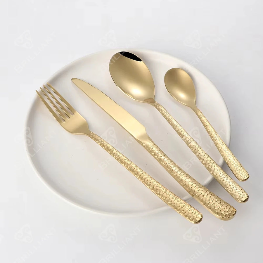 Luxury Gold Flatware Set — 18/0 Steel, 7-Day Lead, 6 Colors