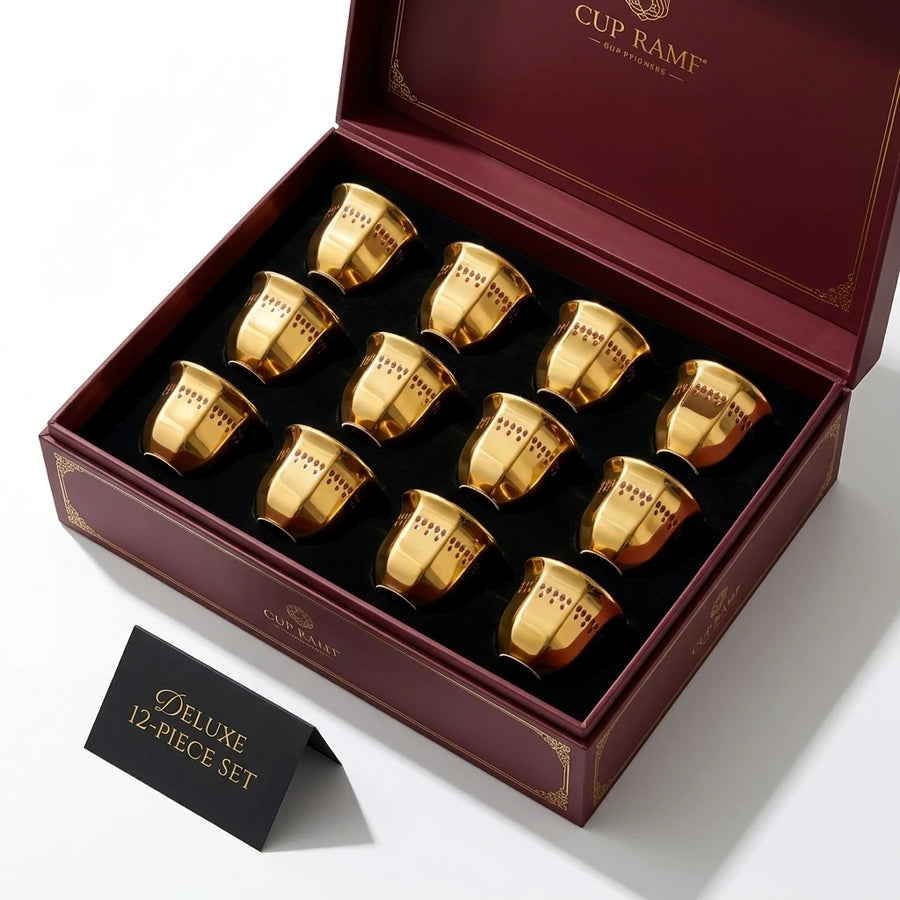 Luxury Gold Gahwa Coffee Cup Set Custom Logo OEM ODM Arabic Style Ceramic Gift Set for Corporate Hospitality Bulk Wholesale