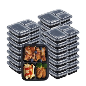 3-Compartment Food Container 33oz | PP Plastic | 15,000 MOQ | Custom