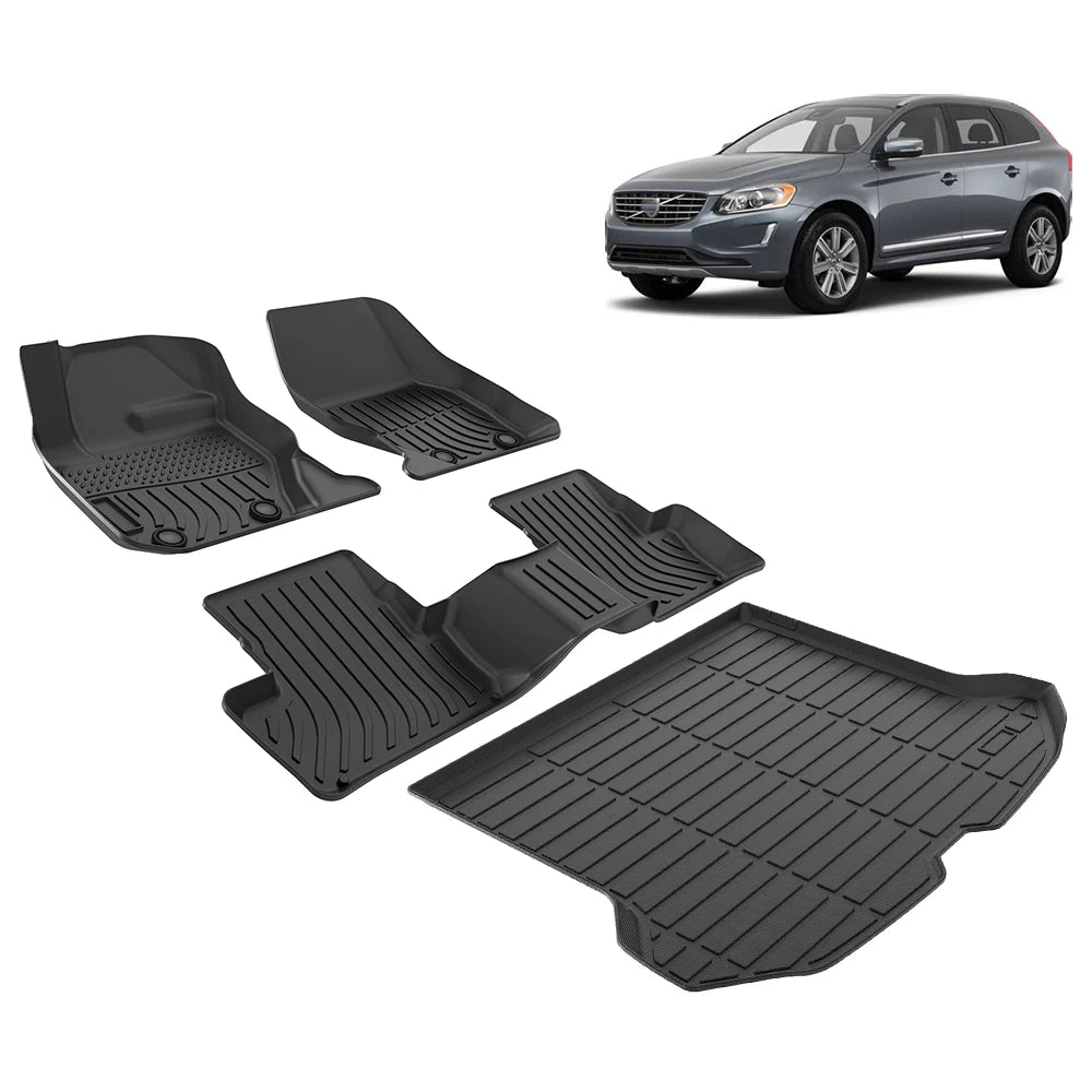 Custom Fit All Weather 3D TPE Floor Mats for Volvo XC60 2010-2017 and 2018-2025