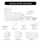 Nordic Ceramic Dinnerware Set | Gold Rim Tableware