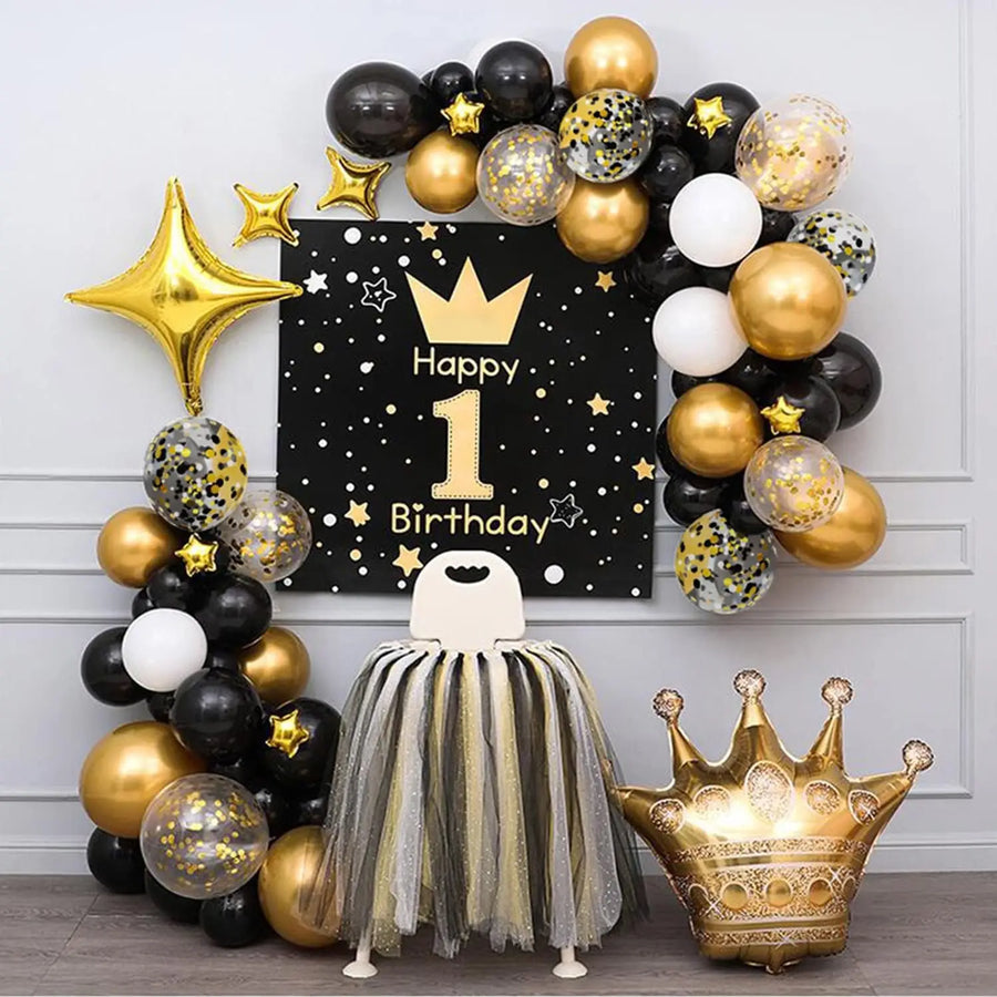 Gold and Black Latex Balloons | Custom Sets | MOQ 5