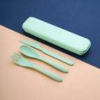 Custom Wheat Straw Travel Utensil Set with Case for Office Lunch, School Meals & Everyday Carry