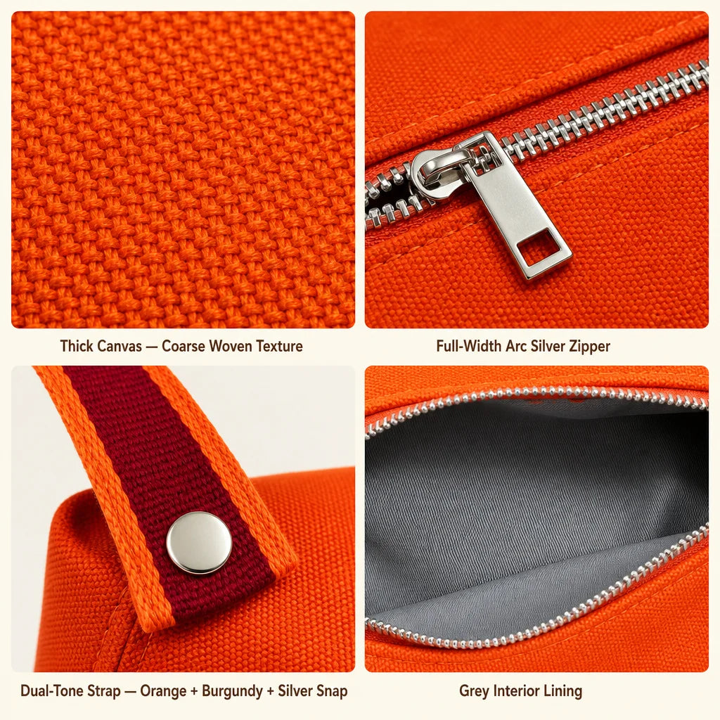 Custom 24cm Canvas Cosmetic Bag with Logo | 50 MOQ Heat Transfer & Screen Print | Bulk for Trade Shows