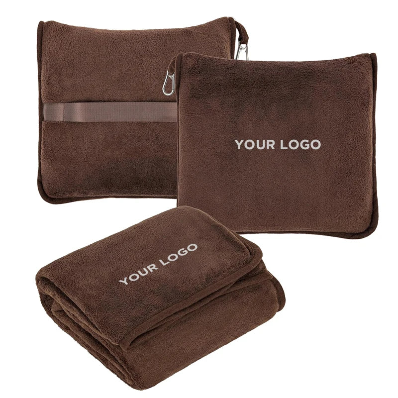 2-in-1 Travel Pillow Blanket | Custom Logo, 100 Pcs MOQ | OEKO-BSCI Certified