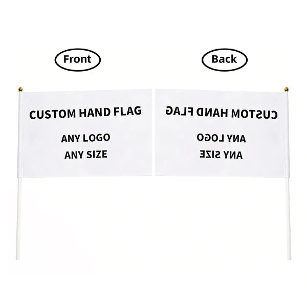 Custom Handheld Flags 100% Polyester | Digital CMYK Printing | 100 MOQ | 5-Day Lead Time