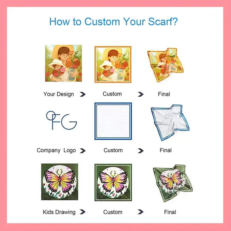 Custom Photo Silk Scarves | MOQ 30 | 8-Day Lead