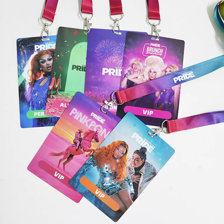 Custom Lanyard & Hard Plastic ID Card Set: PMS Color, Breakaway Clip, Thermal Transfer for Events