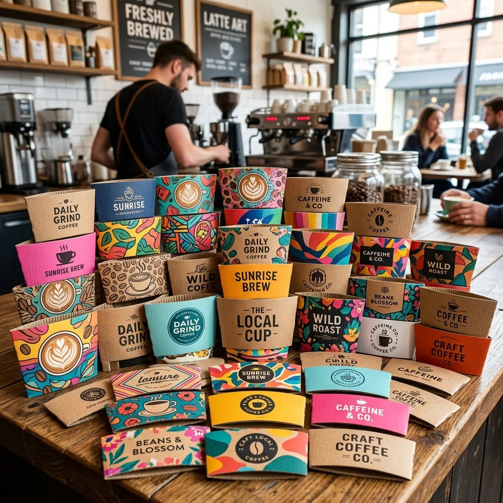 FDA Certified Kraft Cup Sleeves | Double Wall | Custom Logo | 2000pc MOQ