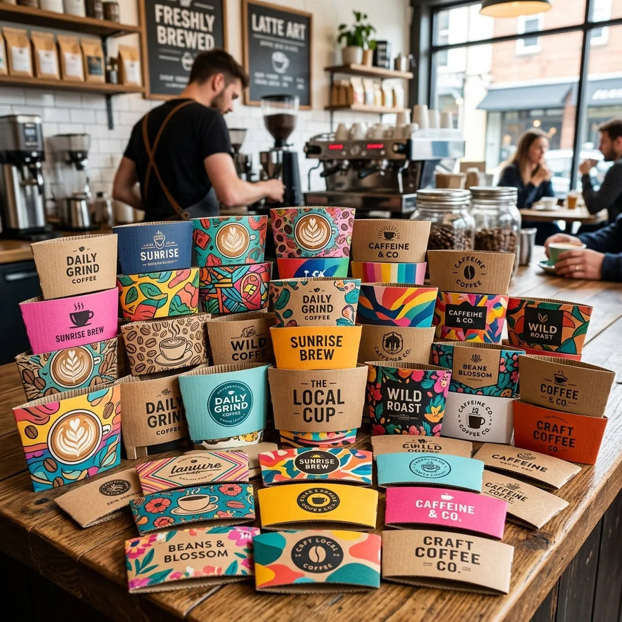 FDA Certified Kraft Cup Sleeves | Double Wall | Custom Logo | 2000pc MOQ