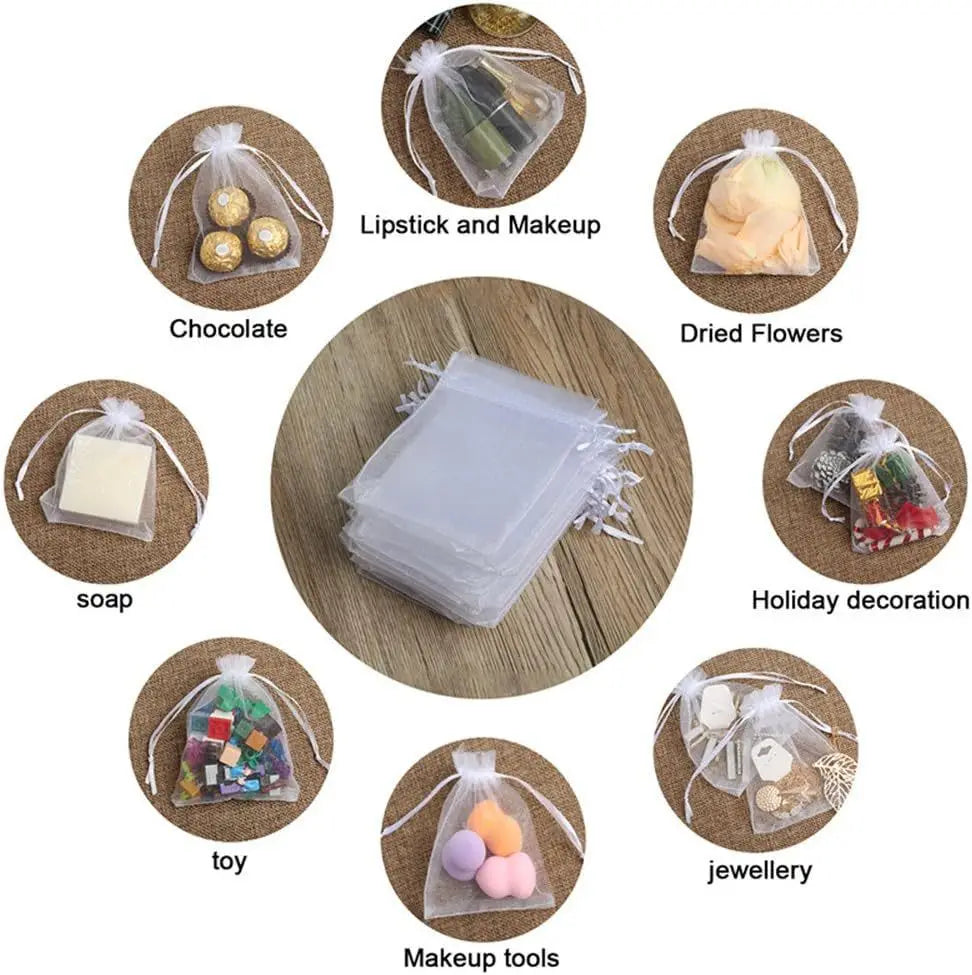 Transparent Organza Pouches Wholesale | 0.001kg Gift Bags Jewelry Packaging