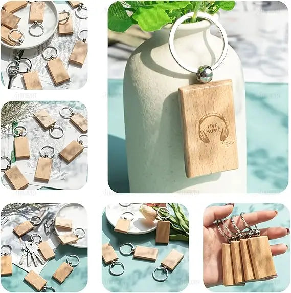 Custom Solid Wood Keychains | Laser Engraved Logo | 1,000-Piece MOQ | Promotional & Hospitality