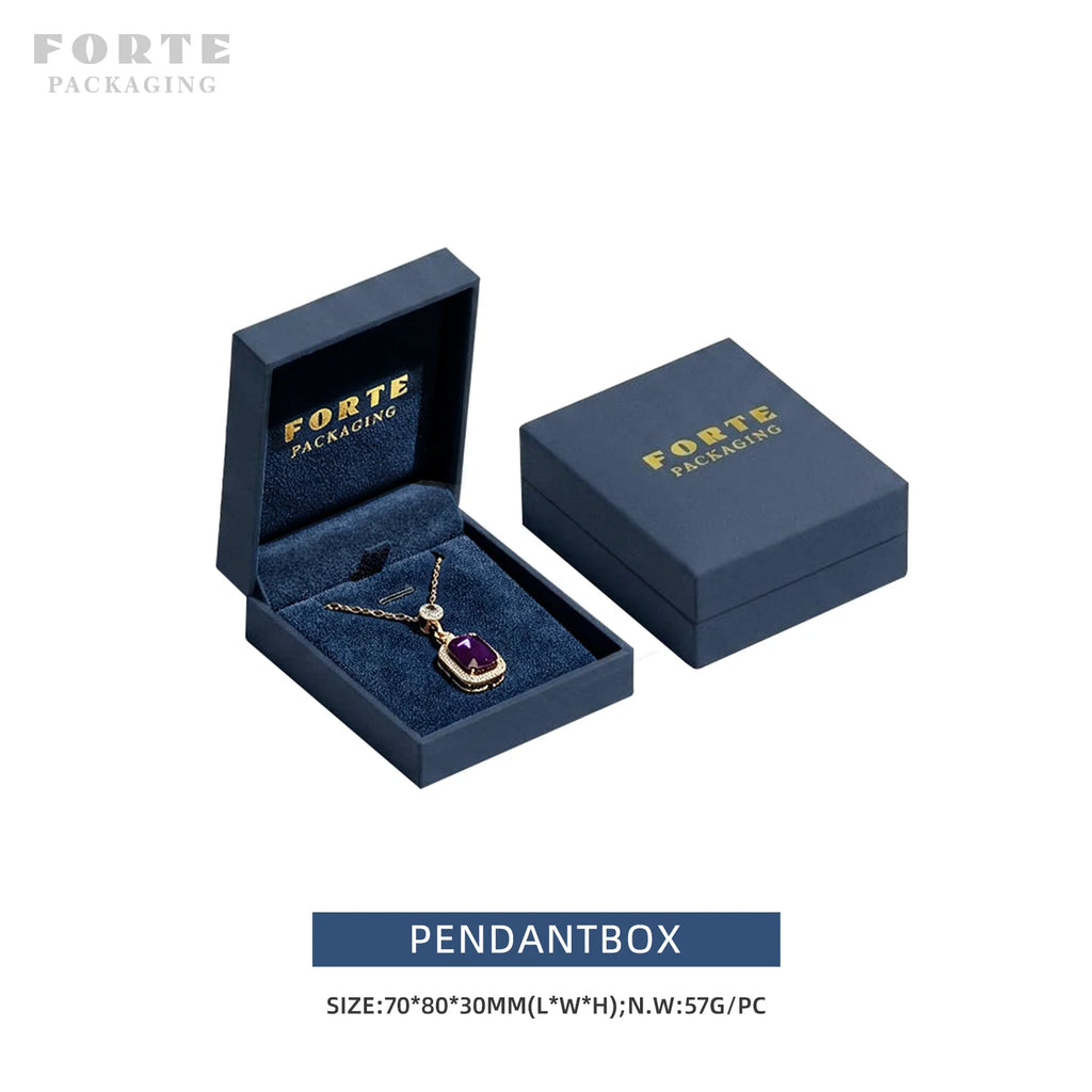 Custom PU Leather Jewelry Box with Embossing | Navy Blue | 31-Day Lead Time