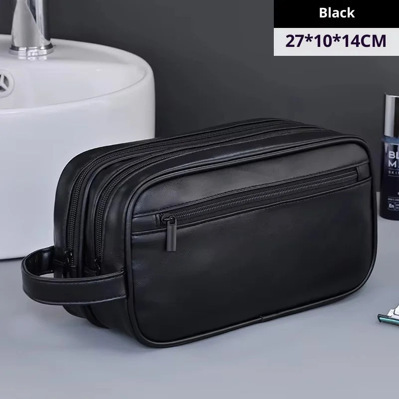Custom PU Leather Dopp Kit Bag with Logo for Men | Bulk Corporate Travel Toiletry Bags