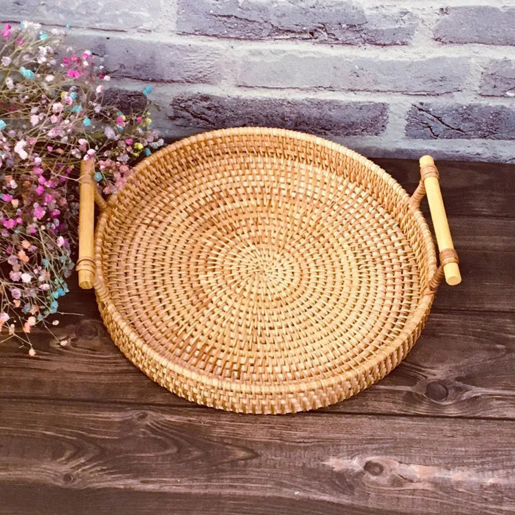 Custom Rattan Floating Breakfast Tray | 5 Piece MOQ | Hotel Pool Service