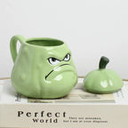 Custom 3D Ceramic Mugs: 60 MOQ, 6-Day Lead, 450ml | Green Pottery Coffee Cups with Handle