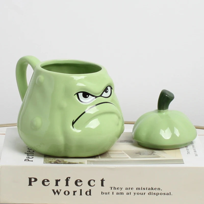 Custom 3D Ceramic Mugs: 60 MOQ, 6-Day Lead, 450ml | Green Pottery Coffee Cups with Handle