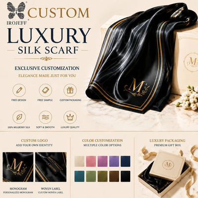 Private Label 18 Momme Mulberry Silk Scarves | Custom Woven Labels & Luxury Packaging | 100-Piece MOQ