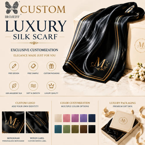 Private Label 18 Momme Mulberry Silk Scarves | Custom Woven Labels & Luxury Packaging | 100-Piece MOQ