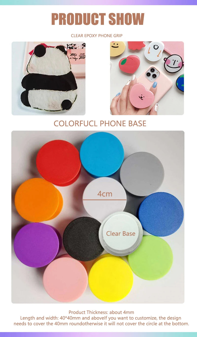 Custom Acrylic Phone Grip with Logo – 1 pc MOQ, 4mm Thick