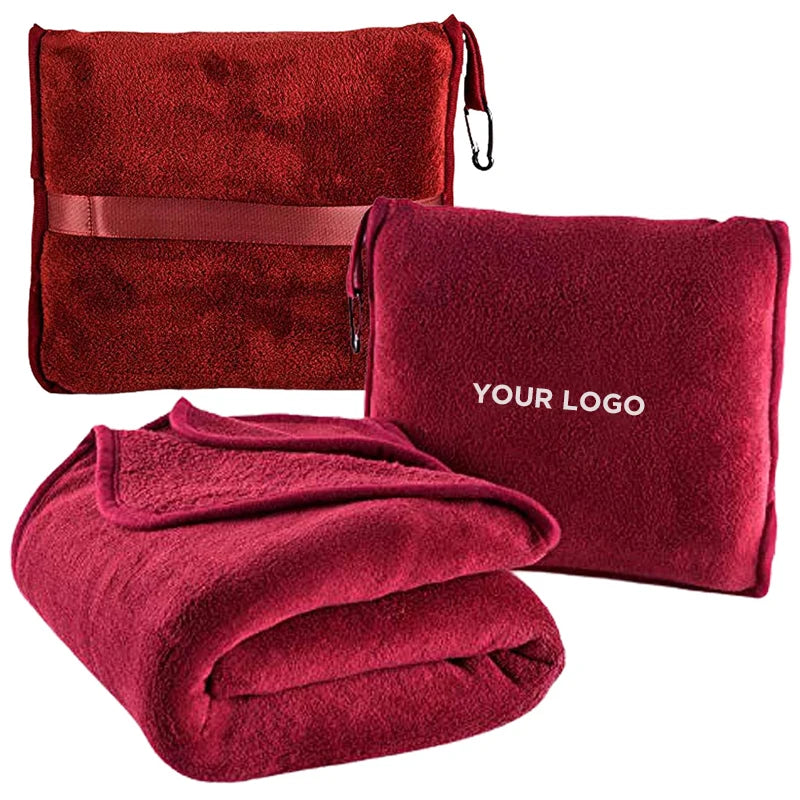 2-in-1 Travel Pillow Blanket | Custom Logo, 100 Pcs MOQ | OEKO-BSCI Certified