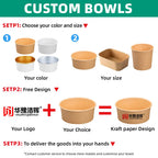 Custom Kraft Paper Bowls with Logo | 750ml Biodegradable Disposable