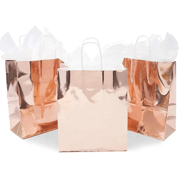 Custom Luxury Paper Bags with Logo – Gold Stamp, 1,000 MOQ