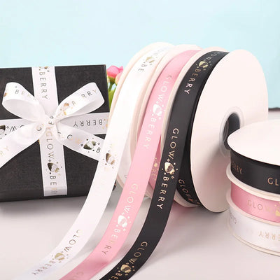 Custom Gold Stamped Ribbon | Satin | MOQ 100 Yards