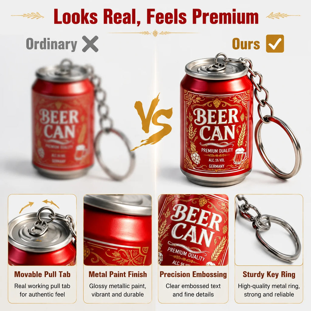Custom 3D Beer Can Keychain | 100 Pcs MOQ Promotional Keyring