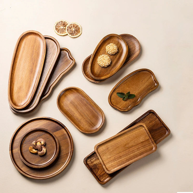 Acacia Wood Serving Tray Oval Japandi Style | Custom Engraving