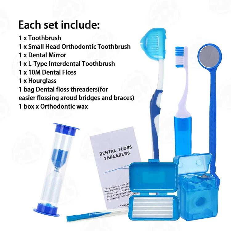8pcs Orthodontic Care Kit | 100 Bags MOQ Dental Patient Kit | Dental Clinic Supplies