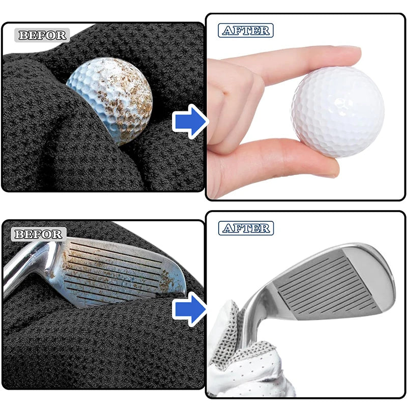 Custom Microfiber Golf Towels | 50-Piece MOQ & 10-Day Lead Time | Waffle Pattern & Carabiner Clip