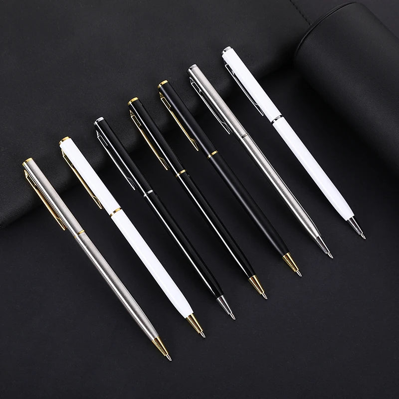 Slim Metal Ballpoint Pen with Custom Logo for Office Writing and Corporate Gifts