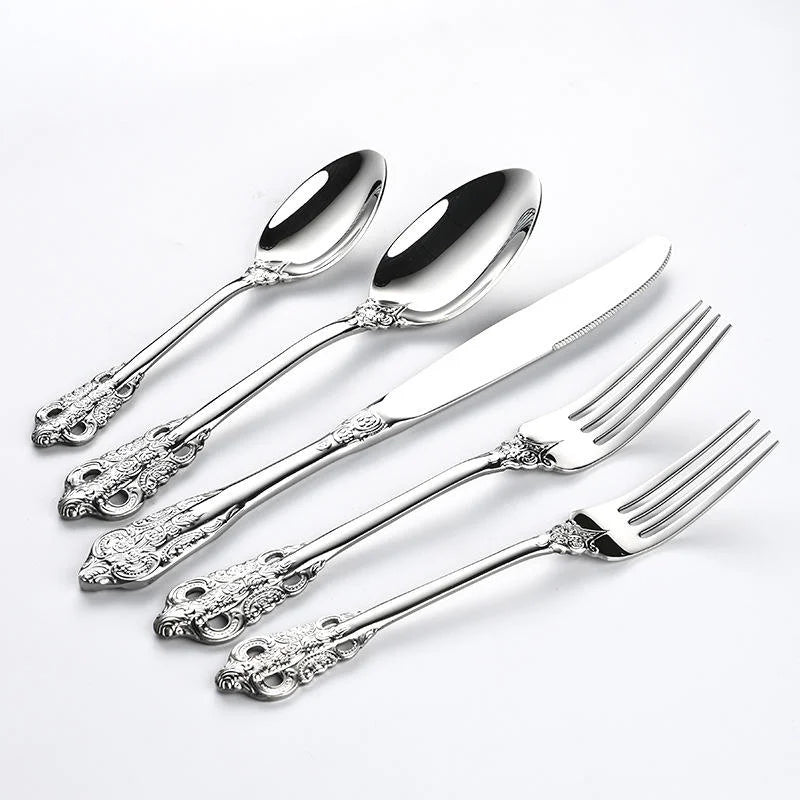 304 Stainless Flatware Sets | Carved European Design