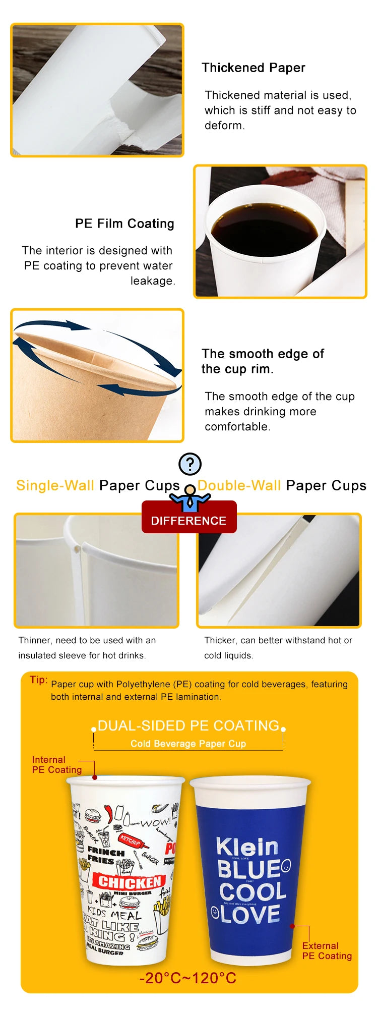 8oz Custom Printed Double Wall Paper Coffee Cups with Lids | MOQ 5000