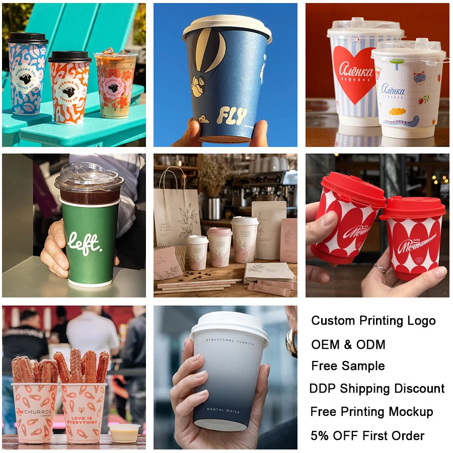 Custom Embossed Double Wall Paper Cup with Logo for Cafe | MOQ 10,000