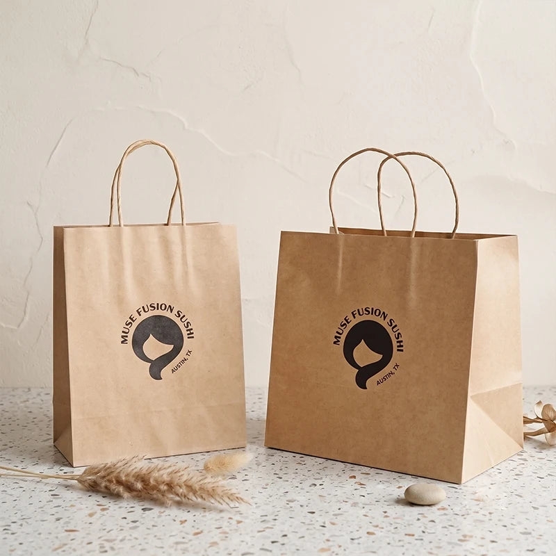 Kraft Paper Bags — Leakproof Bottom, 10,000 Pcs MOQ, Recyclable
