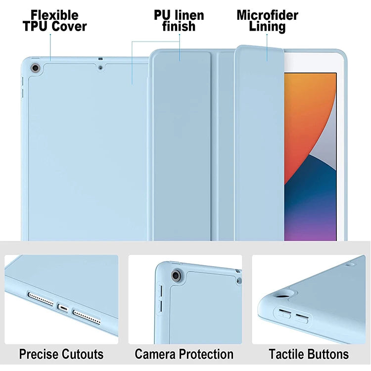 Pu Leather Shockproof Smart Cover Tablet Case – iPad Covers with Pencil Holder for iPad Pro 12.9 & More