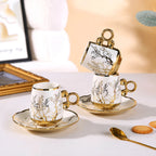 Gold Rimmed Arabic Coffee Cup Set 6pcs | 200 Logo MOQ | EU Certified