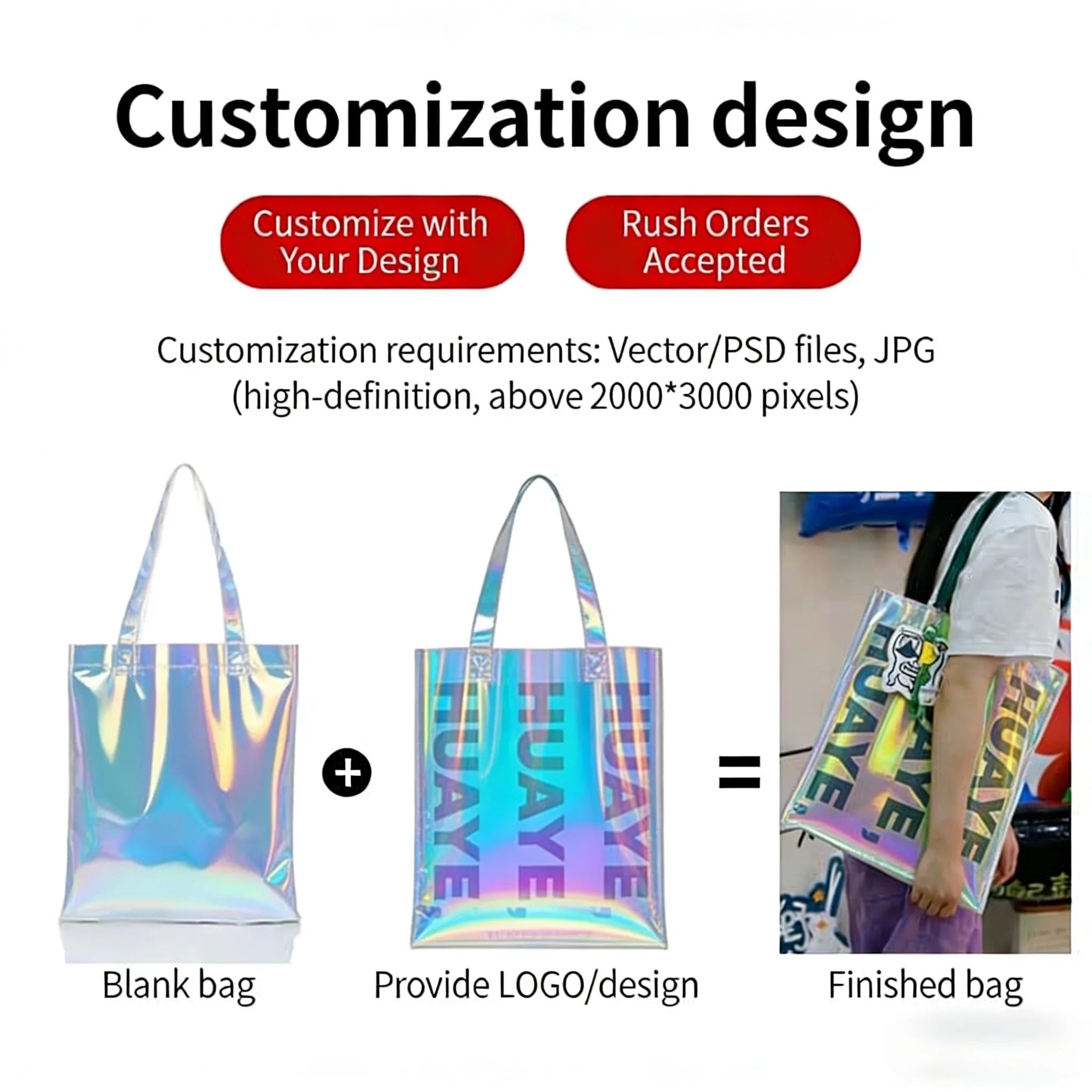Custom PVC Tote Bags with Logo | 50 MOQ Waterproof Wholesale
