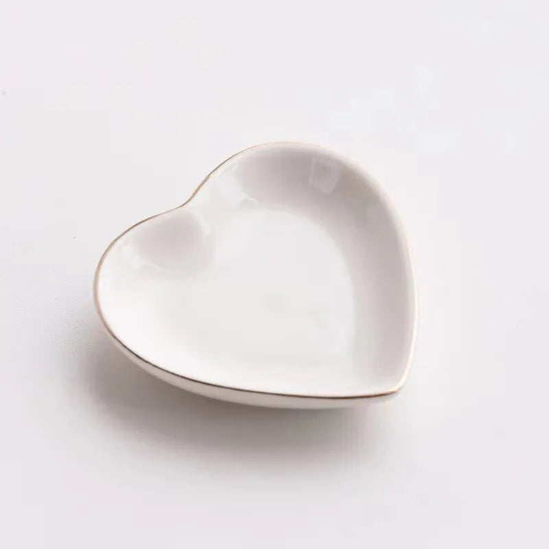Custom Ceramic Trinket Dishes: 100 MOQ, Golden Edge, 10.5cm | Wedding & Jewelry Display Plates