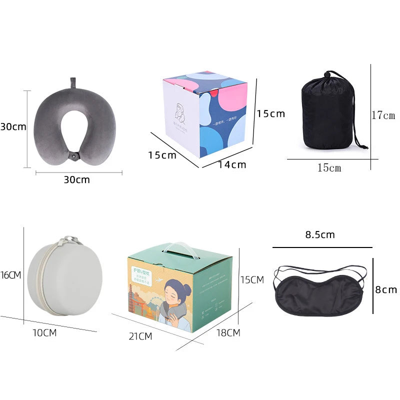 Custom Slow Rebound Memory Foam U Shaped Neck Travel Pillow