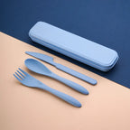 Custom Wheat Straw Travel Utensil Set with Case for Office Lunch, School Meals & Everyday Carry