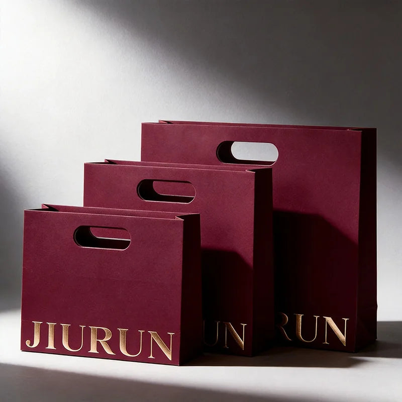 Custom Logo Luxury Paper Bag | 250gsm Burgundy Shopping Bag