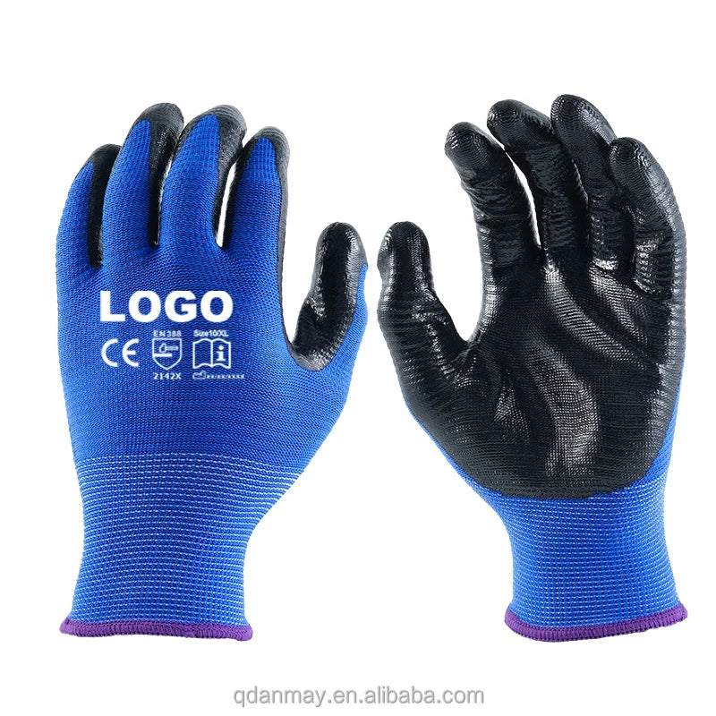 Custom 13G Polyester Nitrile Coated Gloves | 6000 Pairs MOQ | Construction Safety Hand Gloves Wholesale
