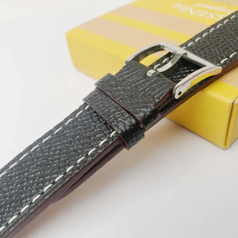 Italian Epson Calf Leather Watch Band with Stainless Steel Buckle | Custom Smartwatch Straps Bulk