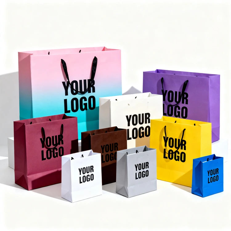 Custom Kraft Paper Bags with Logo | CMYK Printing & Foil Stamping | 500 Pcs MOQ